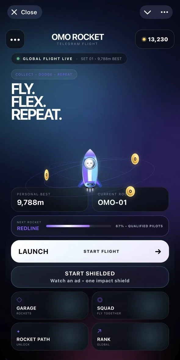 OMO Rocket home screen